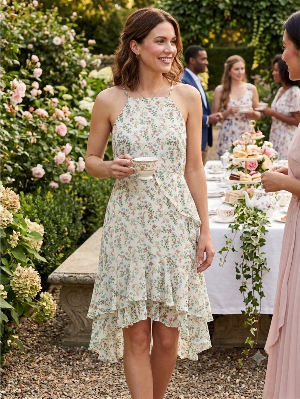 Banana Republic Floral Tiered Ruffle Dress NWT